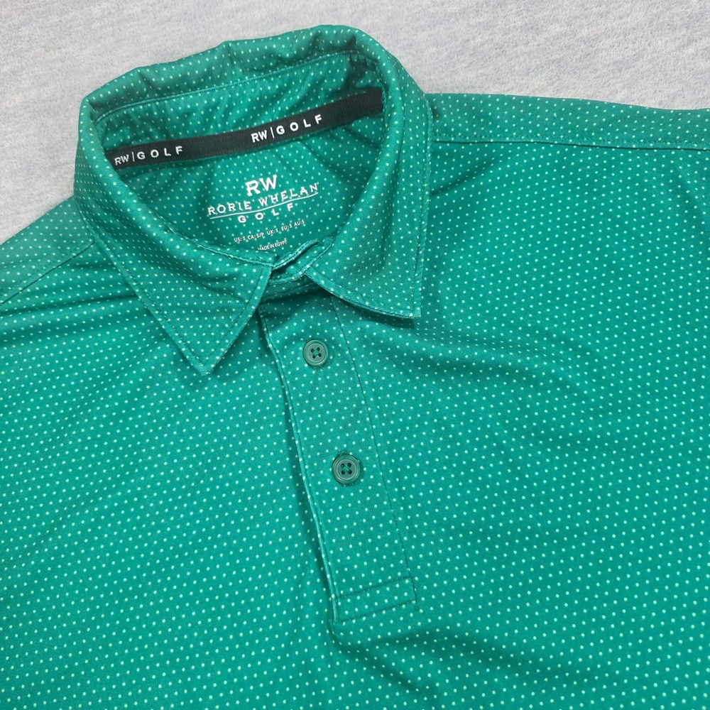 Rorie Whelan Golf Mens Green Micro Dot Performance Polo Shirt Size Small S